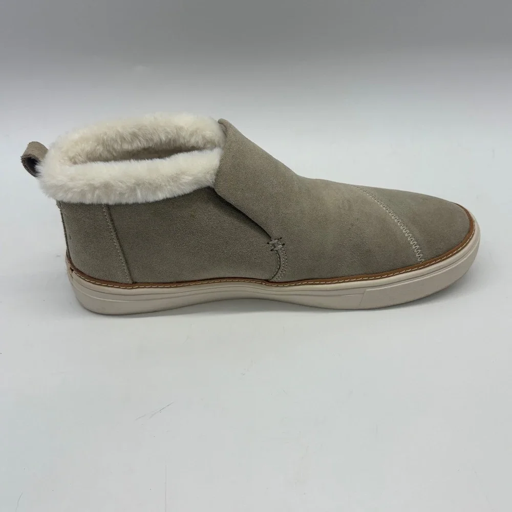 TOMS Womens 8.5 Paxton Cobblestone Suede Slip On Faux Fur Ankle Slippers shoes